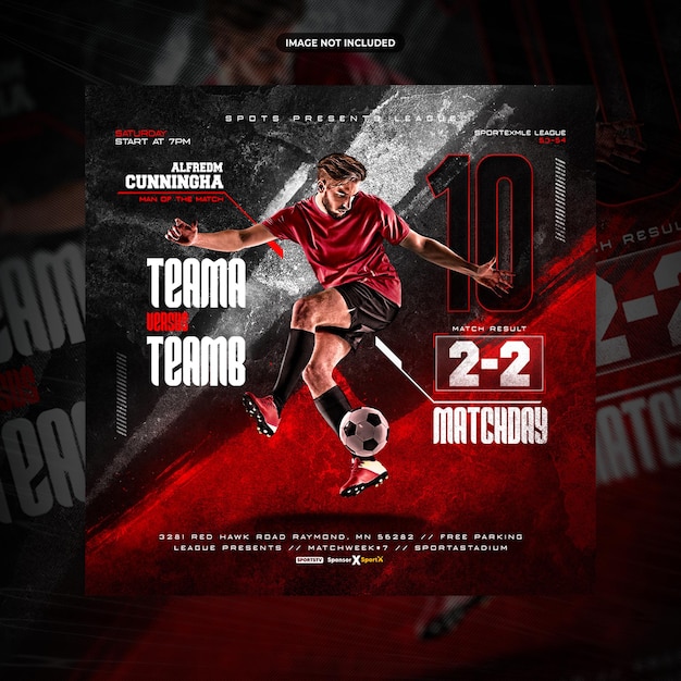 PSD soccer football player social media post or flyer promotion template