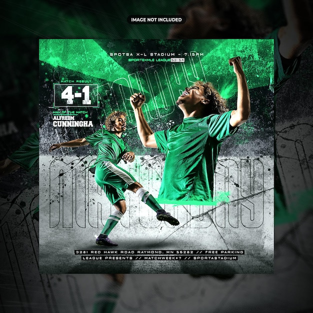 PSD soccer football player social media post or flyer promotion template