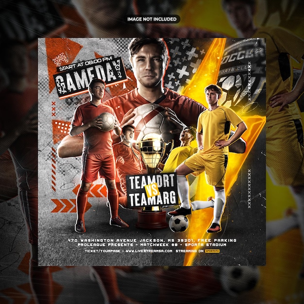 PSD soccer football player social media post or flyer promotion template