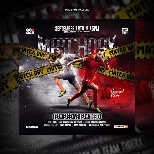 PSD soccer football player social media post or flyer promotion template