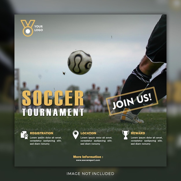 PSD modello di banner del torneo di calcio di calcio