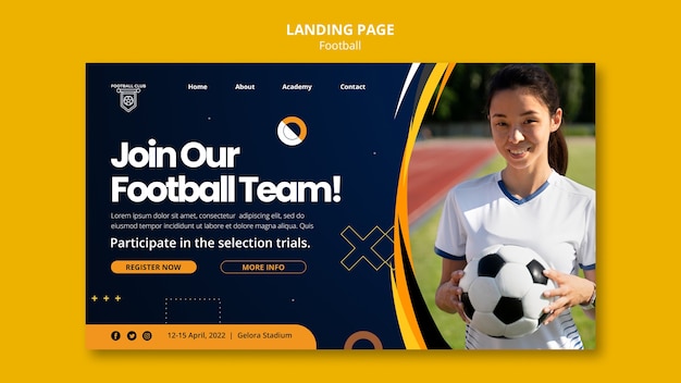 Soccer game landing page template