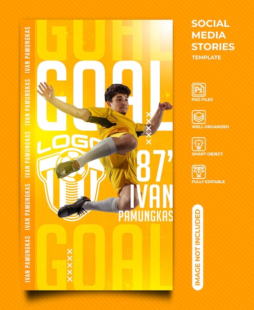 PSD soccer goal scorer social media instagram stories template