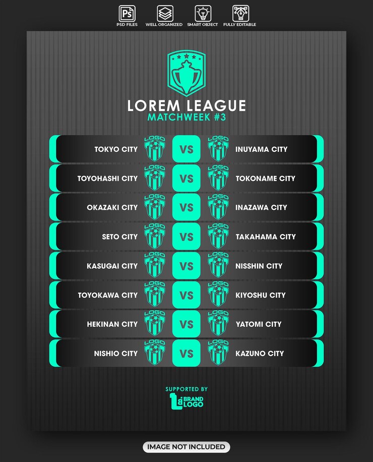 Soccer league schedule banner design template