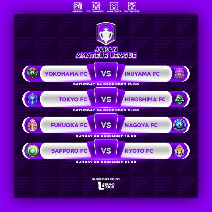 PSD soccer league schedule design template