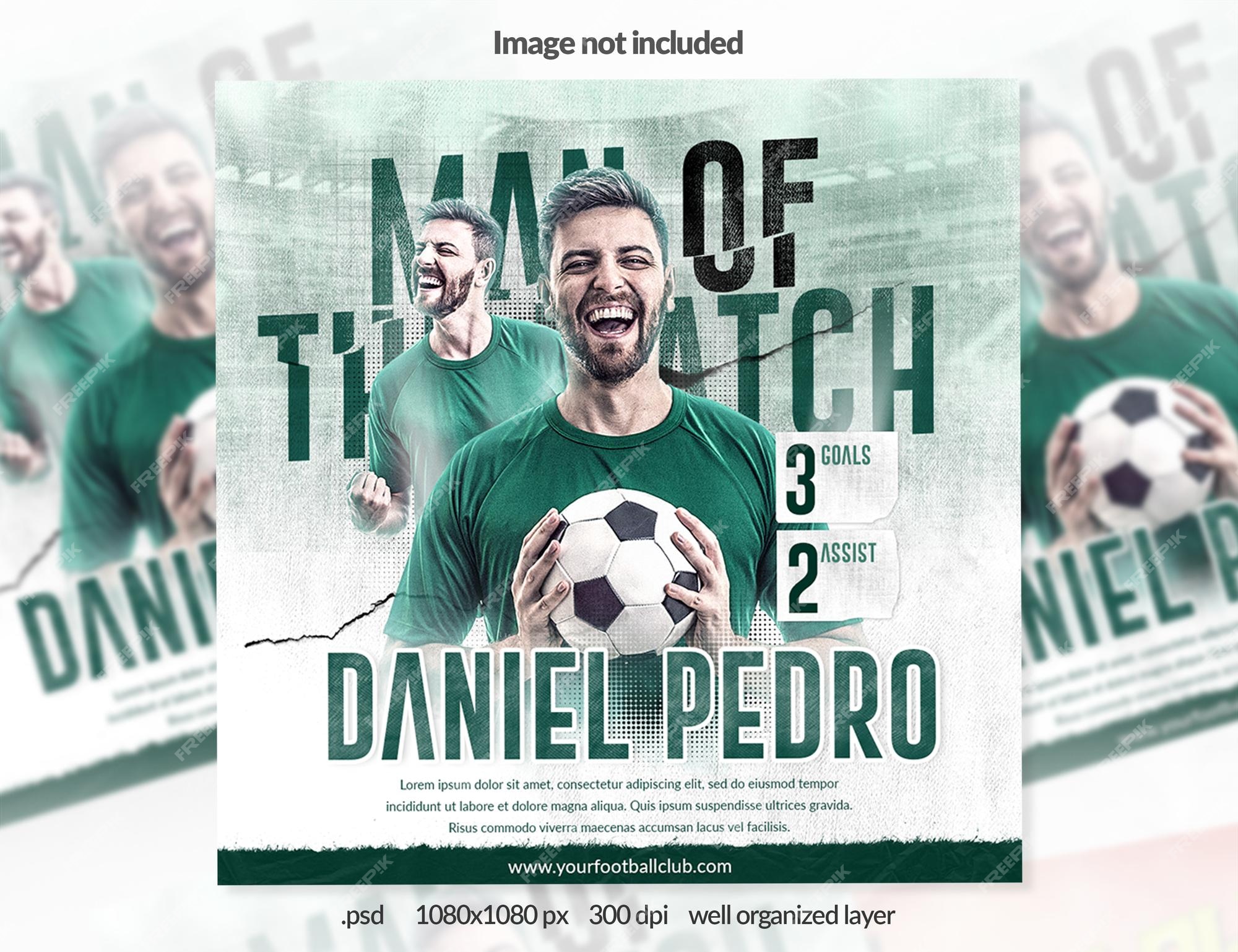 Premium PSD  Soccer man of the match social media flyer banner