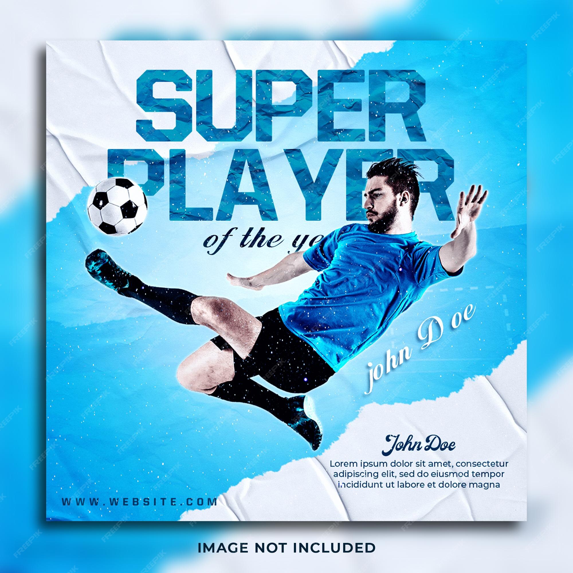 Premium PSD  Soccer man of the match social media flyer banner