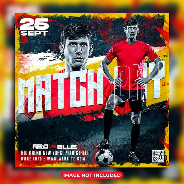 Soccer match day social media flyer banner design template