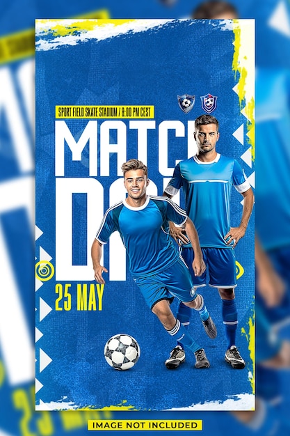 PSD День футбольного матча в социальных сетях шаблон истории в instagram