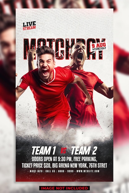 PSD soccer match day social media instagram story template