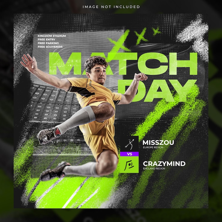 soccer match day social media template and flyer template