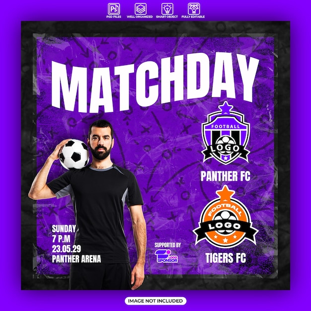 Soccer matchday social media feed template