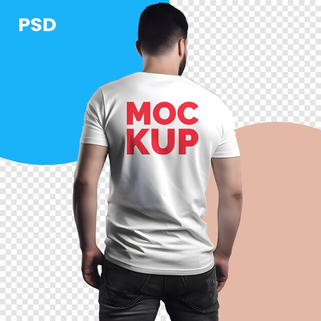 PSD Футболист в белой футболке на прозрачном фоне psd mockup