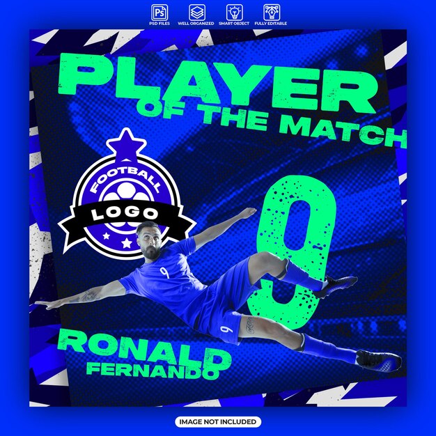 PSD soccer player of the match poster and banner template