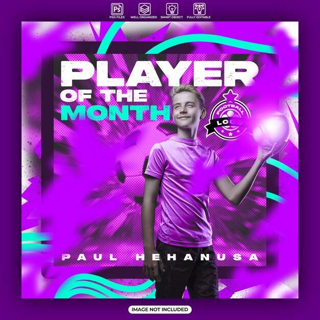 Soccer player of the month poster or banner design