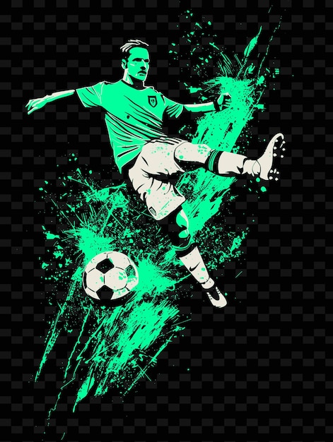 PSD a soccer player with a green shirt and shorts is kicking a soccer ball