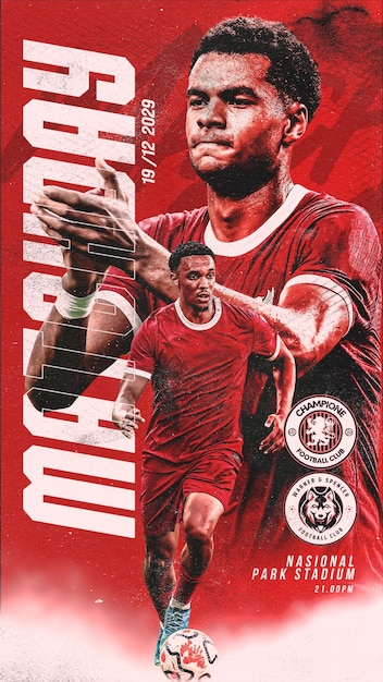 soccer sports football matchday flyer and social media post banner instagram promotion template