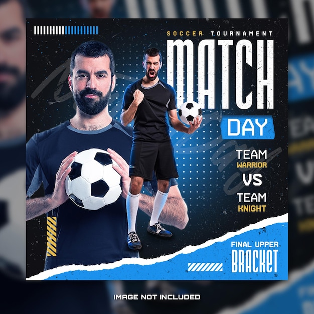 Soccer sports match day banner flyer for social media post