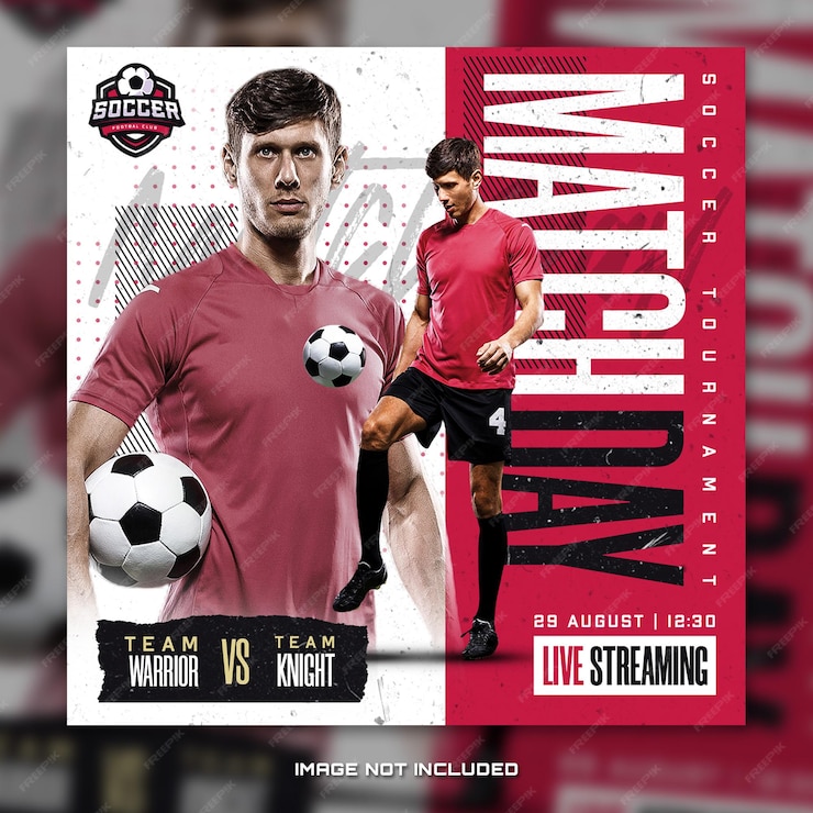  Soccer sports match day banner flyer for social media post