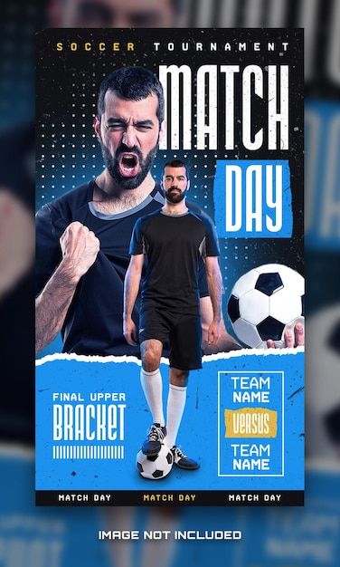 Soccer sports match day banner flyer for social media story or post