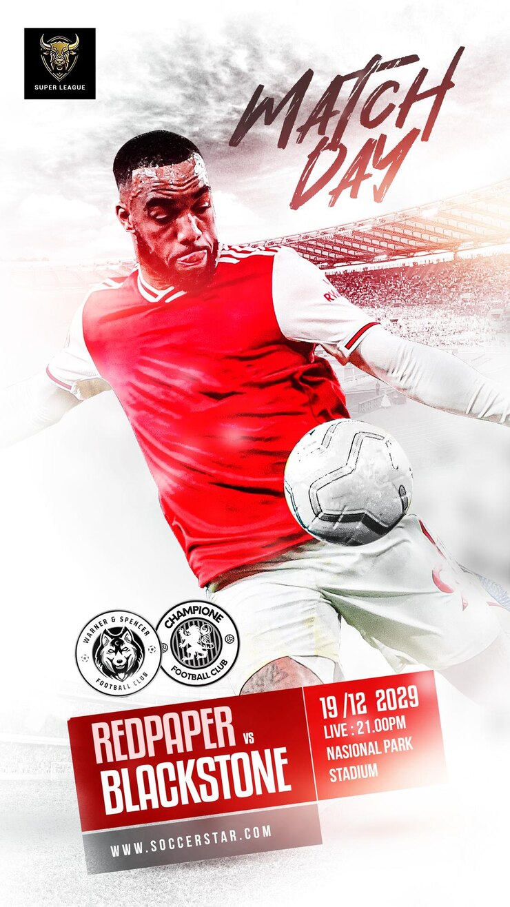 Soccer sports matchday flyer poster and social media post banner instagram promotion templates