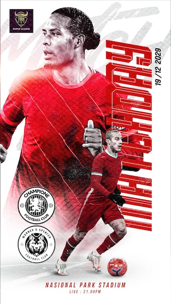 soccer sports matchday flyer and social media post banner instagram promotion templates