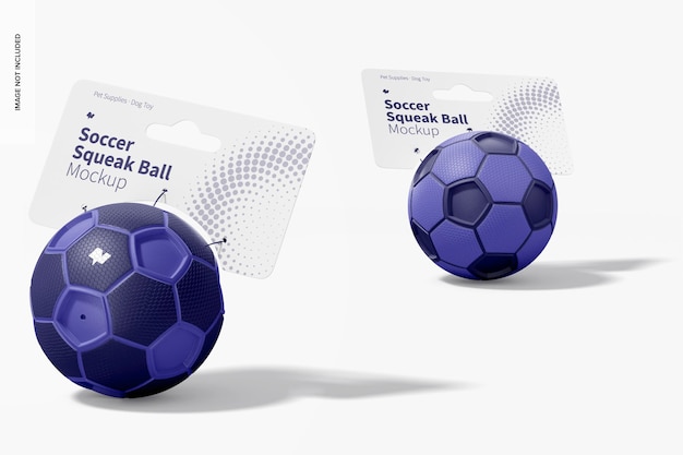 Soccer squeak balls mockup, front and back