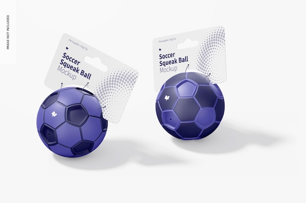 Soccer squeak balls mockup, vista sinistra