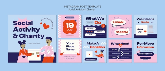Social activity and charity instagram posts