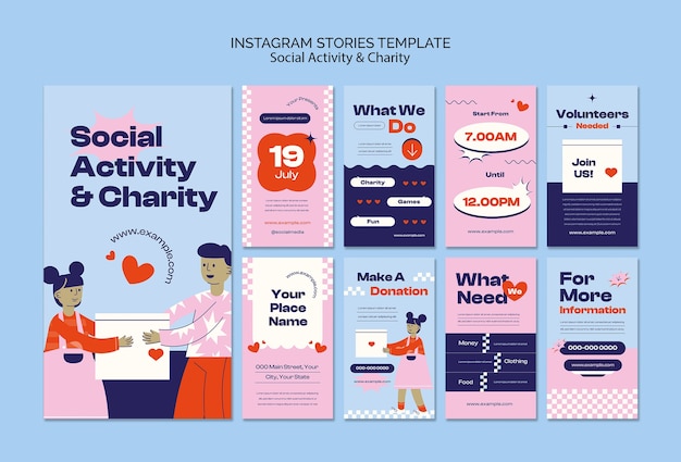 Attività sociali e storie di instagram di beneficenza