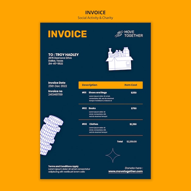 Social activity invoice template