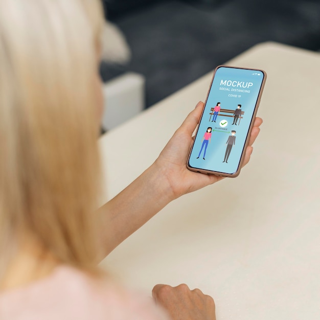 PSD social distancing mock-up on phone