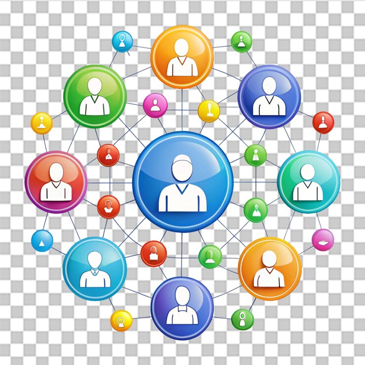 PSD social engagement communication isolated on transparent background