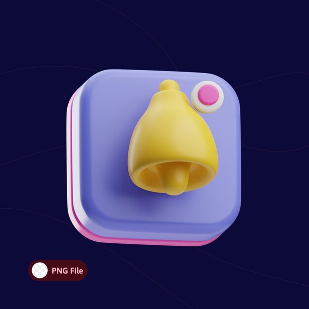 Social Interaction Object Notification Bell 3D Illustration