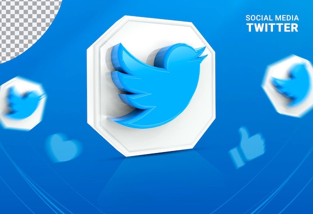 Социальные медиа 3d значок twitter