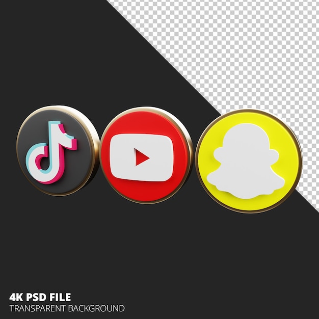 social media 3d icons pack tiktok youtube snapchat