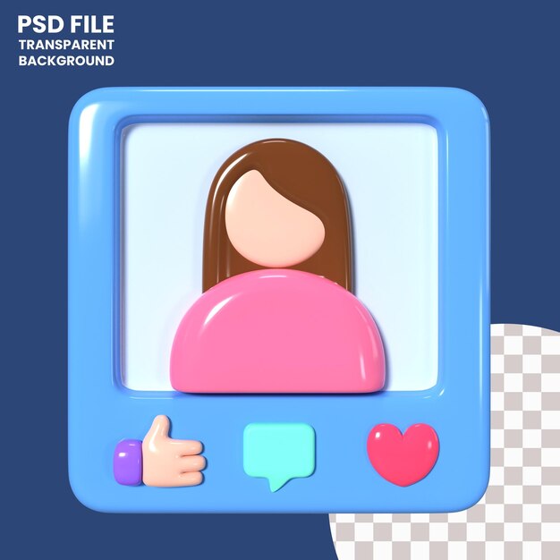 PSD 소셜 미디어 3d 일러스트 아이콘