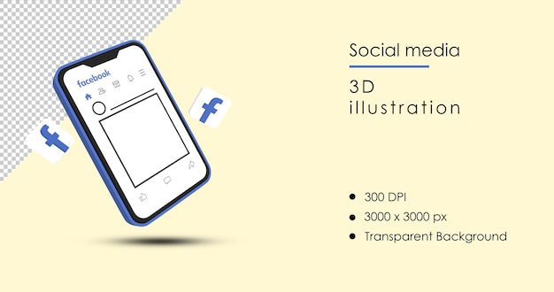 Illustrazione 3d dei social media