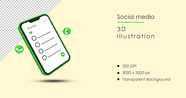 PSD illustrazione 3d dei social media