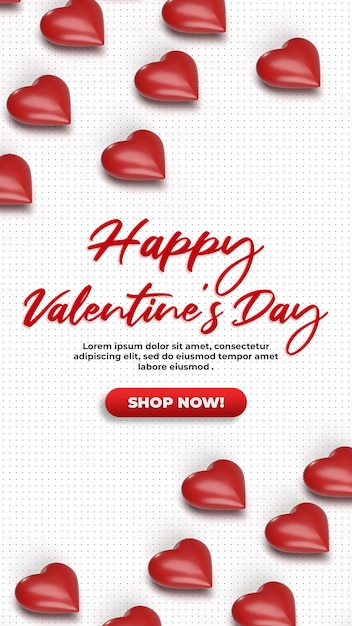 Social media 3d Valentine celebration isometric mockup