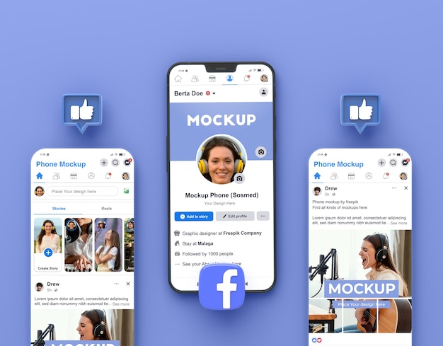 Social media application interface mock-up on smartphone