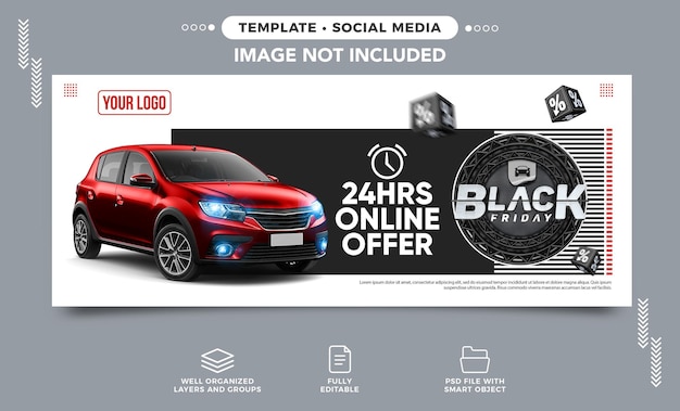 PSD banner di social media venerdì nero in agenzia automobilistica