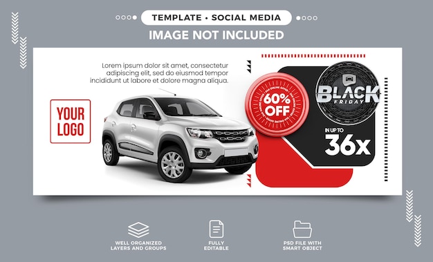 판매 중인 차량 판매를 위한 소셜 미디어 배너 블랙 프라이데이