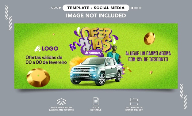 PSD social media banner car rental carnival deals