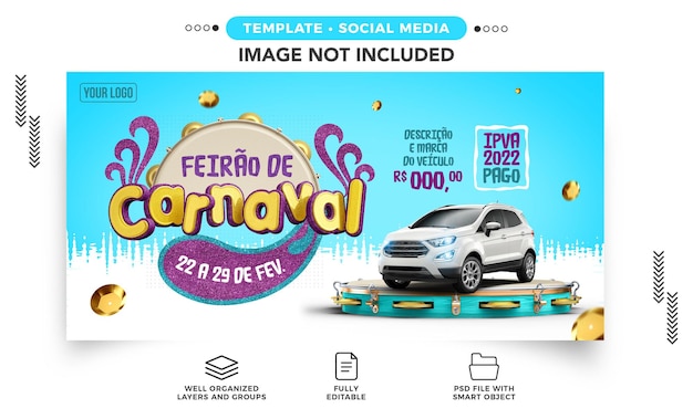 Social media banner carnavalsbeurs voor autoverkoop