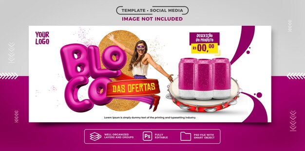 Social media banner carnival deal block for product sales on deals