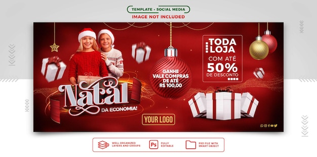 Social media banner christmas saving with vouchers