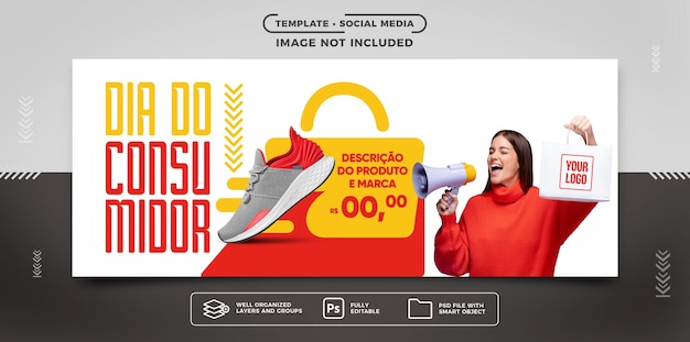 PSD social media banner consumentendag voor productverkoop in deals