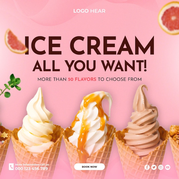 Social media banner design for ice cream