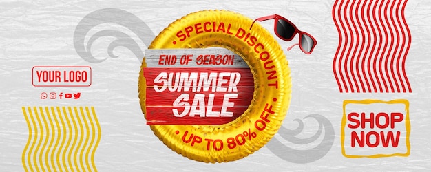 Social media banner einde seizoen zomer sale speciale korting tot 80 korting